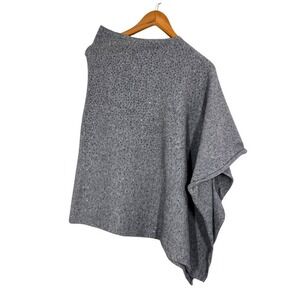 La Fiorentina Gray Sequin Asymmetrical Knit Poncho One Shoulder Draped Cape Top